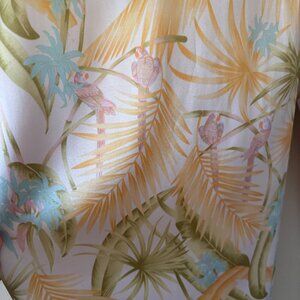 Tori Richard 96% Silk Wide Leg Butter Yellow & Cream Pastel Print Trousers